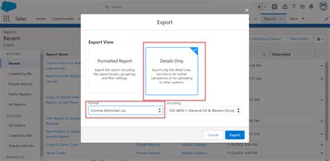 Salesforce Report Export Feature