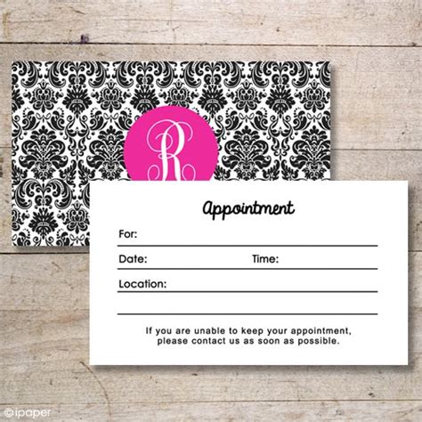 Salon Appointment Card Template Sample