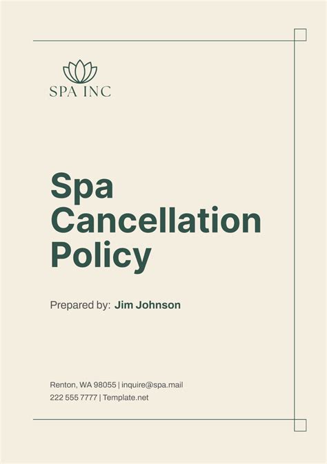 Salon Cancellation Policy Template Word