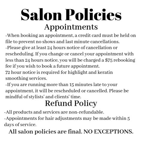 Salon Policy Template