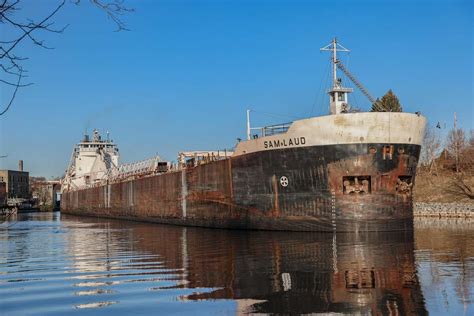 View of the Sam Laud ship's bridge from the harbor