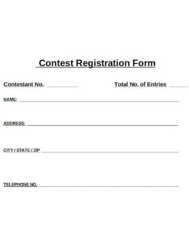 Sample Contest Entry Form Template