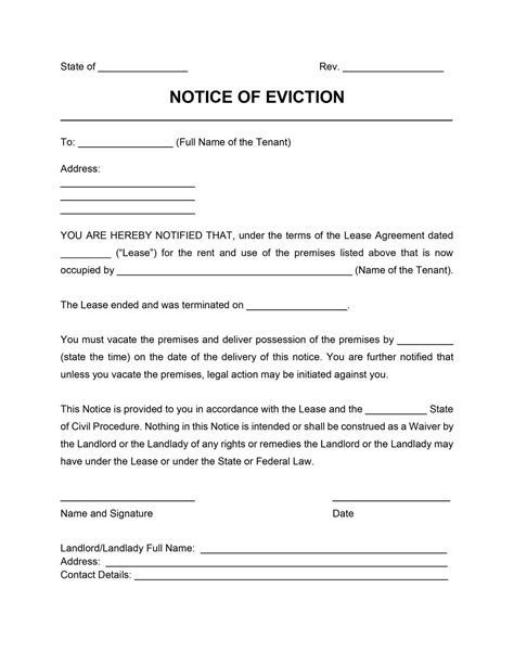 Sample eviction notice