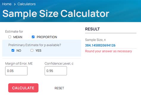 Sample Size Calculator 1