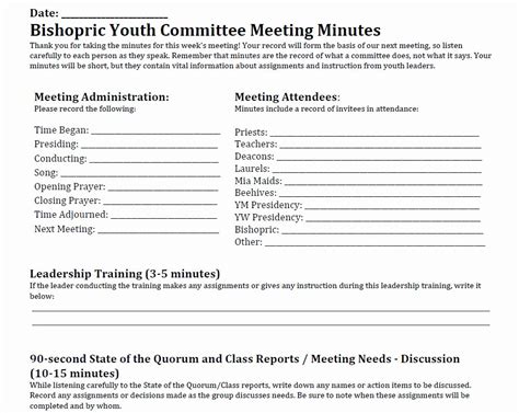 Sample Ward Council Agenda Template