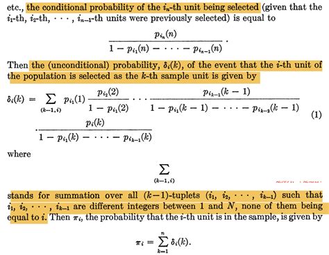 Sampling without replacement formula