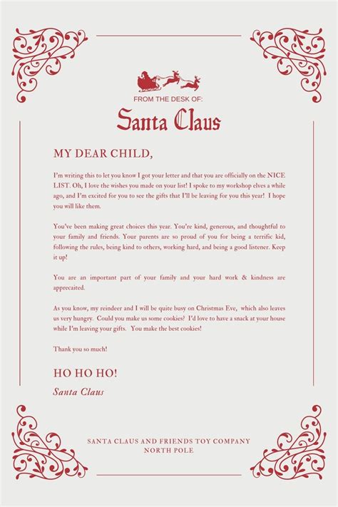 Ideas for writing a letter from Santa Claus