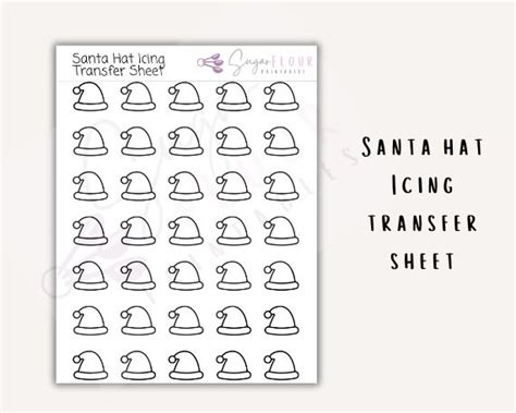 Santa Hat Royal Icing Transfer Template