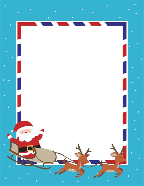 Santa letter background template with a snowy village scene