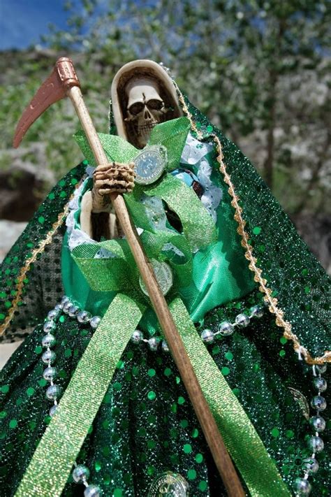 Santa Muerte with a green crown