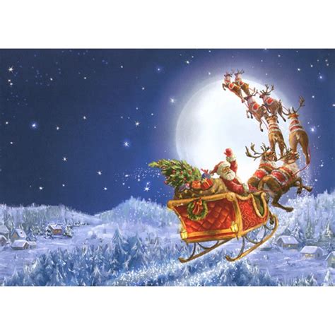 Santa's sleigh Christmas birthday card