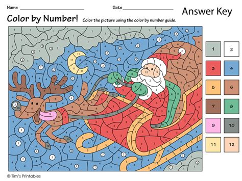 Santa's Sleigh Color by Number