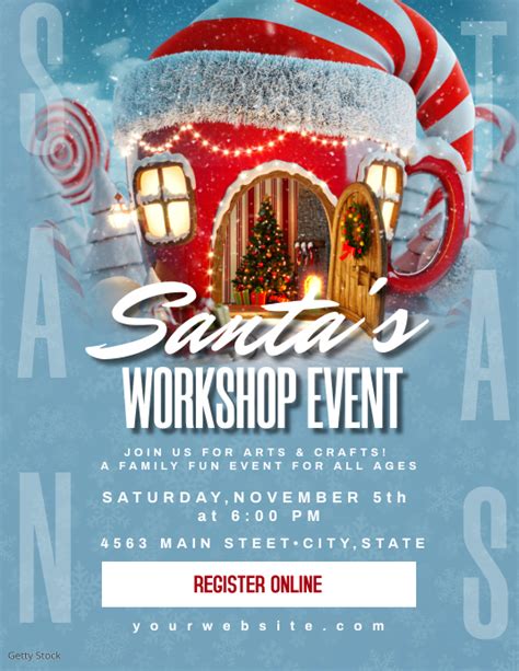 Santa's Workshop Christmas Party Flyer Template