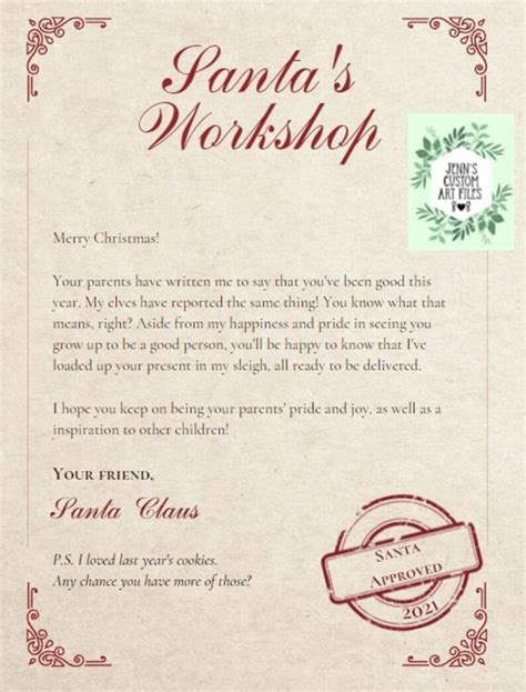 Santa's Workshop Letter Template