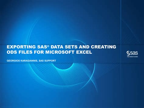 SAS Data Export ODS EXCEL