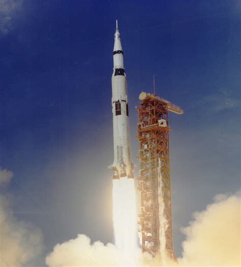 Saturn V rocket in flight