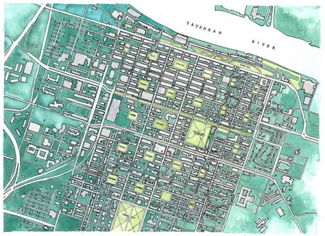 Savannah Historic District Grid Pattern