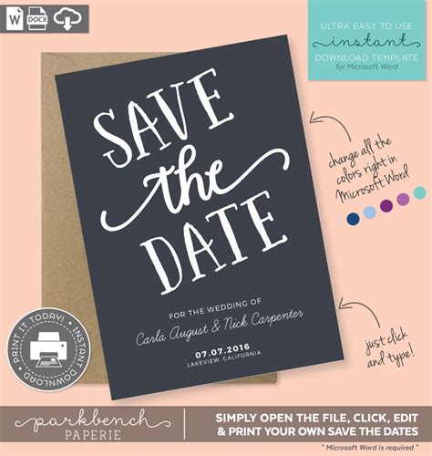 Save the Date Template Words