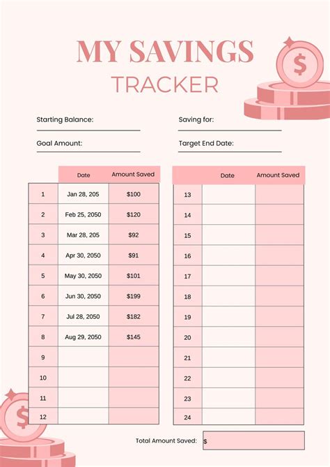 Savings tracker for the 100 envelope challenge