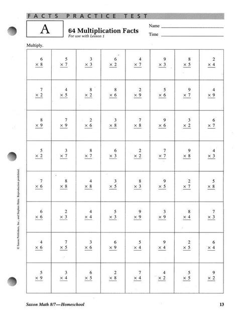 Saxon Math Printables