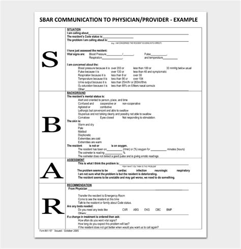 SBAR Template Communication