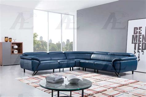 Scandinavian Navy Blue Sectional in a Minimalist Living Room