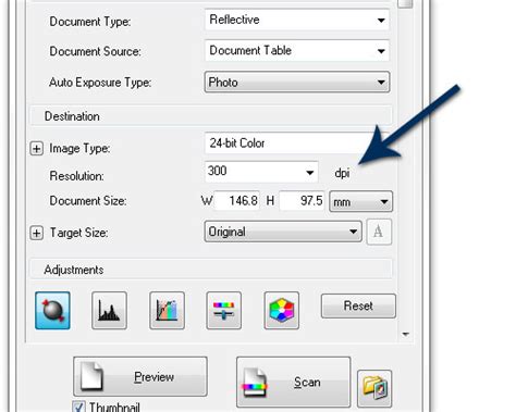 Scanner Resolution Settings