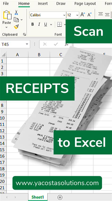 Scanning receipts to Excel