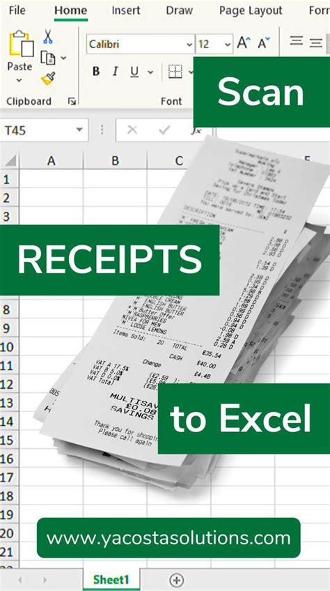 Scanning receipts to Excel software