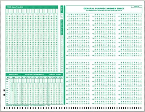 Scantron Sheets for Testing