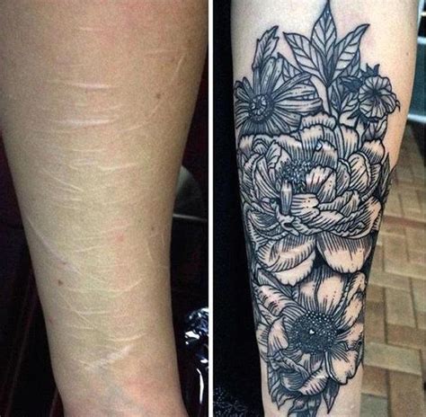 Scar tattoo cover up before and after