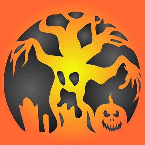 Scary Halloween pumpkin carving stencils gallery