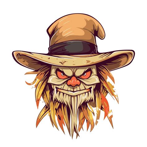 Scary scarecrow face clipart