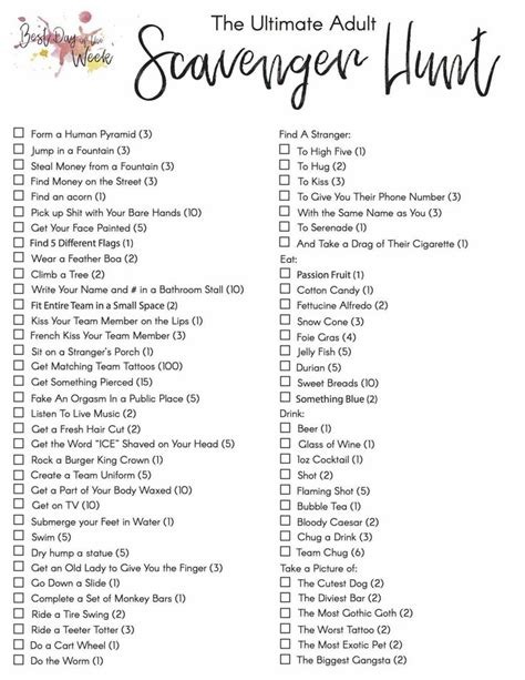 Scavenger Hunt Ideas for Adults