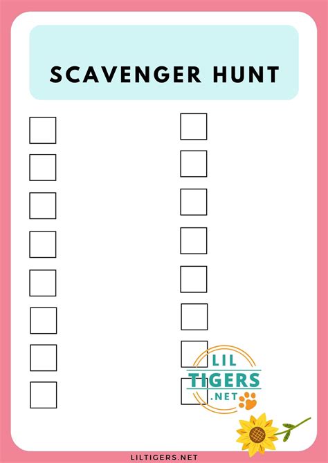 Scavenger Hunt Template Example