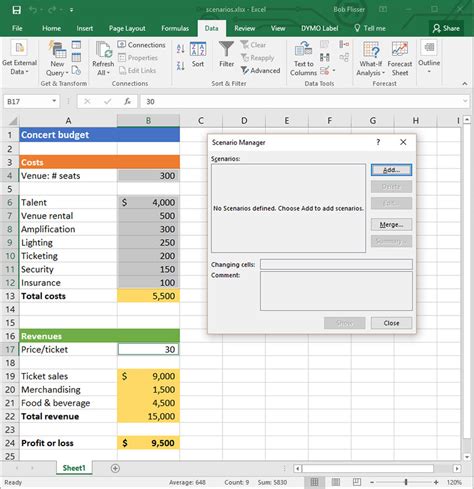 Scenario Planning in Mac Excel