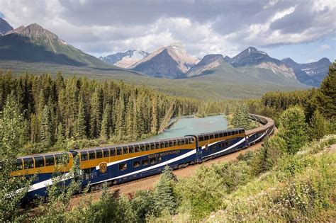 A scenic train route through the Rocky Mountains