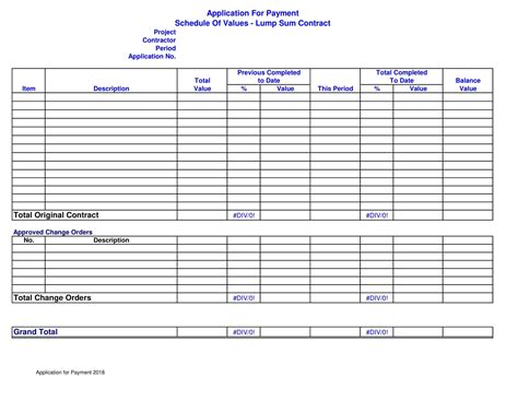 Schedule of Values Template Excel Monitoring