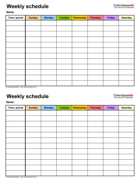 Example of a schedule template with a prioritization feature