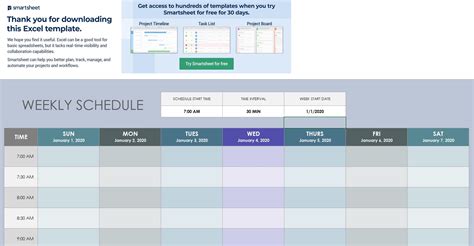 Schedule Template for Professionals