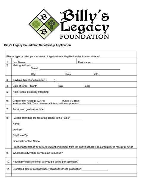 Scholarship Application Form Template in Word