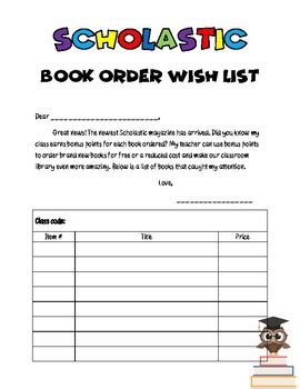 Scholastic Wish List Printable Excel