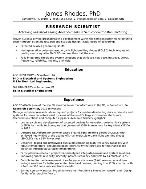 Scientist Resume Templates Word