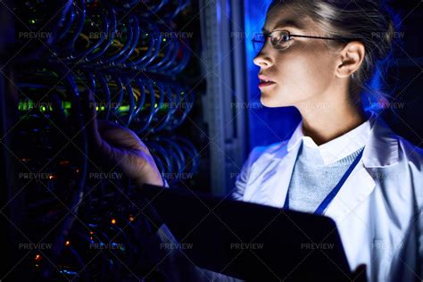 A scientist working on a computer