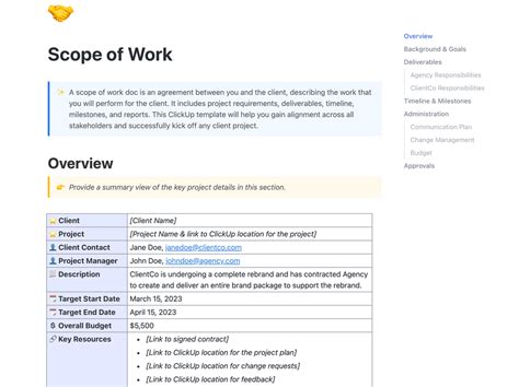 Scope of Work Example