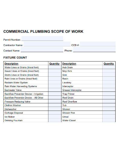 Scope of Work Plumbing Proposal