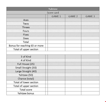 Score Sheet with Totals