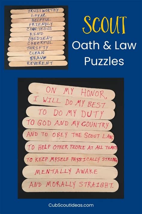 Scout Oath and Law Crossword Puzzle for Kids