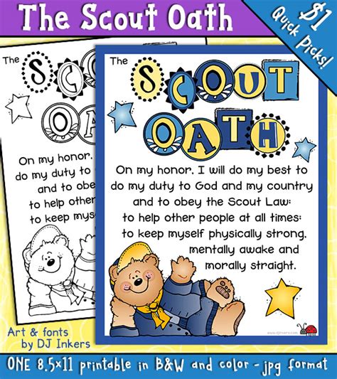 Scout Oath and Law Templates for Kids