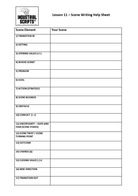 Screenwriter's Character Sheet Template